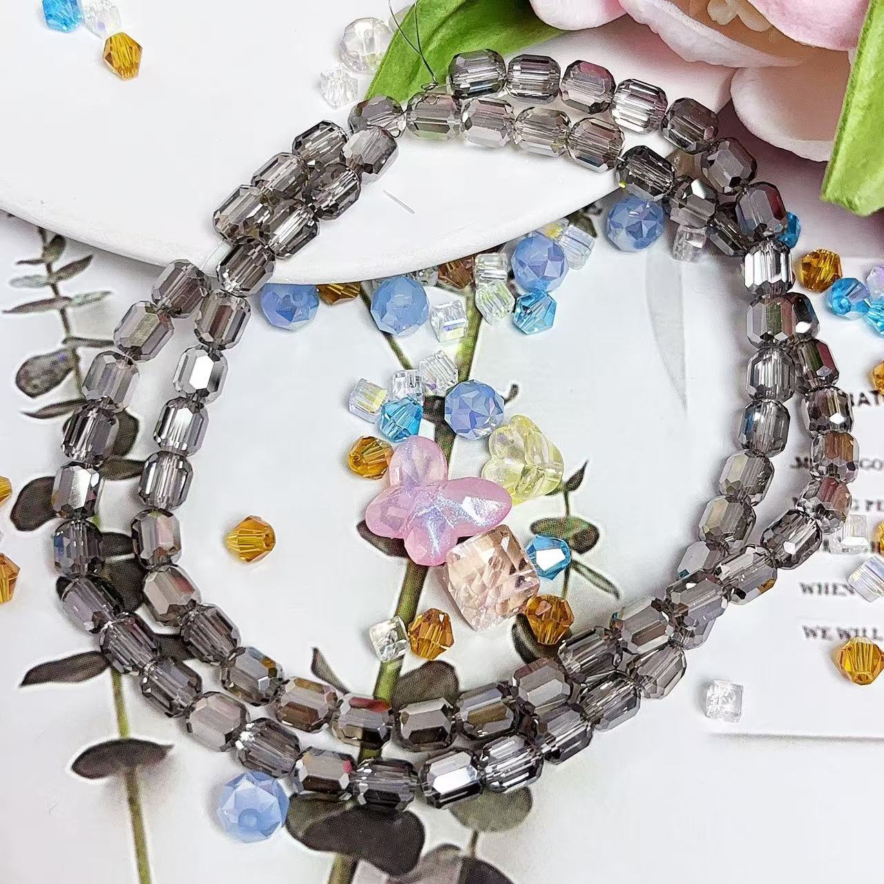 0.22 たる形ビーズ| カラーメッキ、明るい (4MM&6MM)