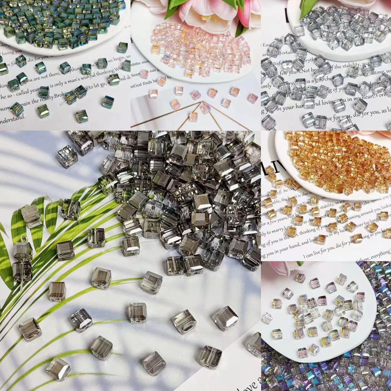 0.23 角砂糖形ビーズ | カラーメッキ、明るい (4mm&6mm)